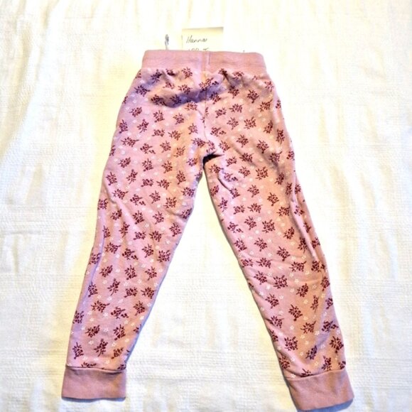 Hanna Andersson girls size 100 or 4 pink with purple & white flower joggers vguc - Picture 2 of 5
